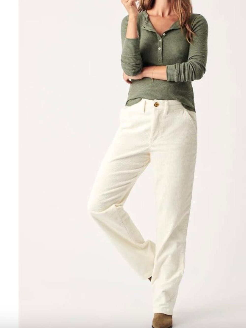 Faherty Endless Corduroy Pants Ivory Slim Fit Stretch Organic Cotton Size 29